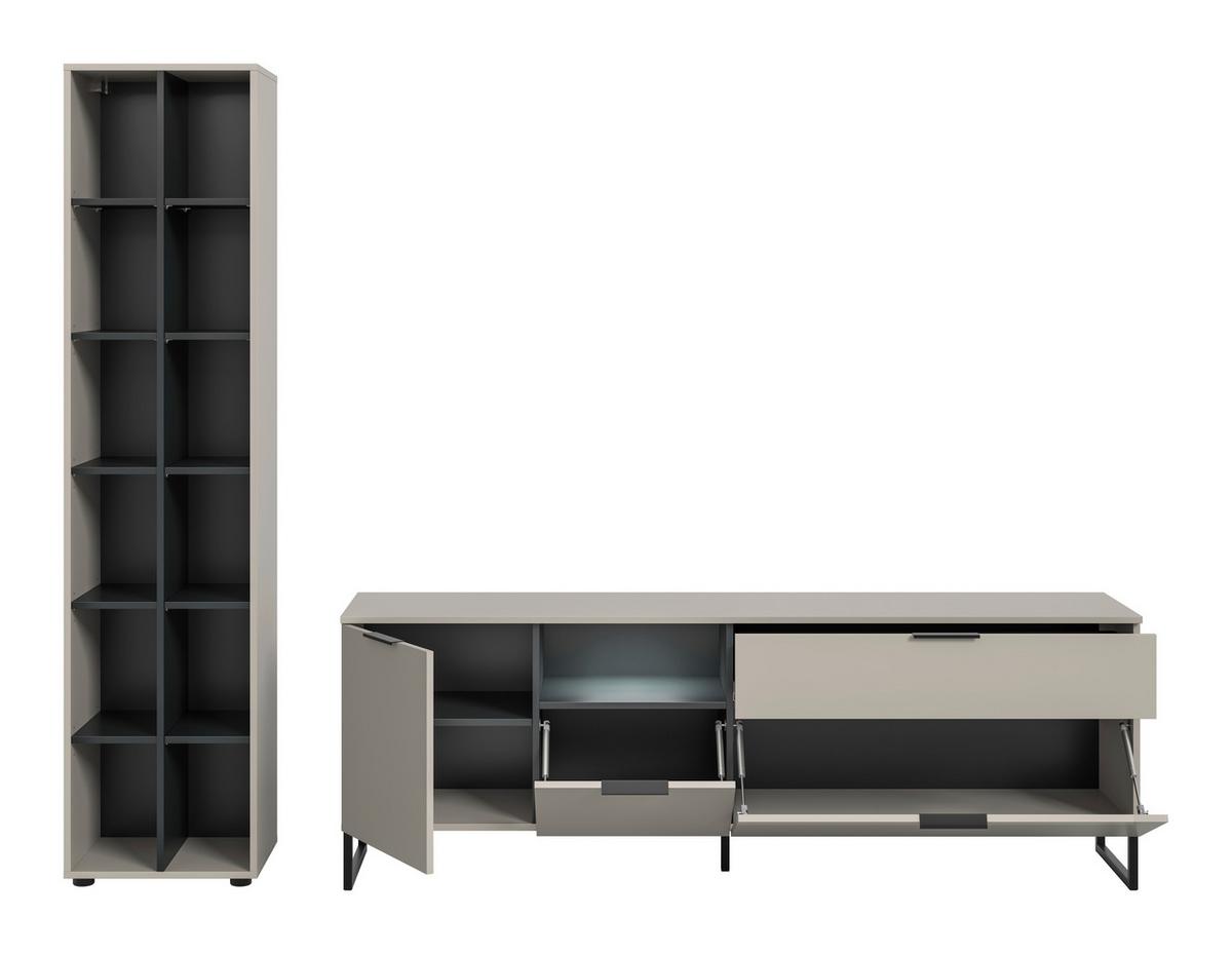 Dnevni Regal Noida, Kašmir, Črna, Osvetlitev, 2-Delni - kašmir/črna, Design, kovina/umetna masa (245/192/41cm) - Livetastic