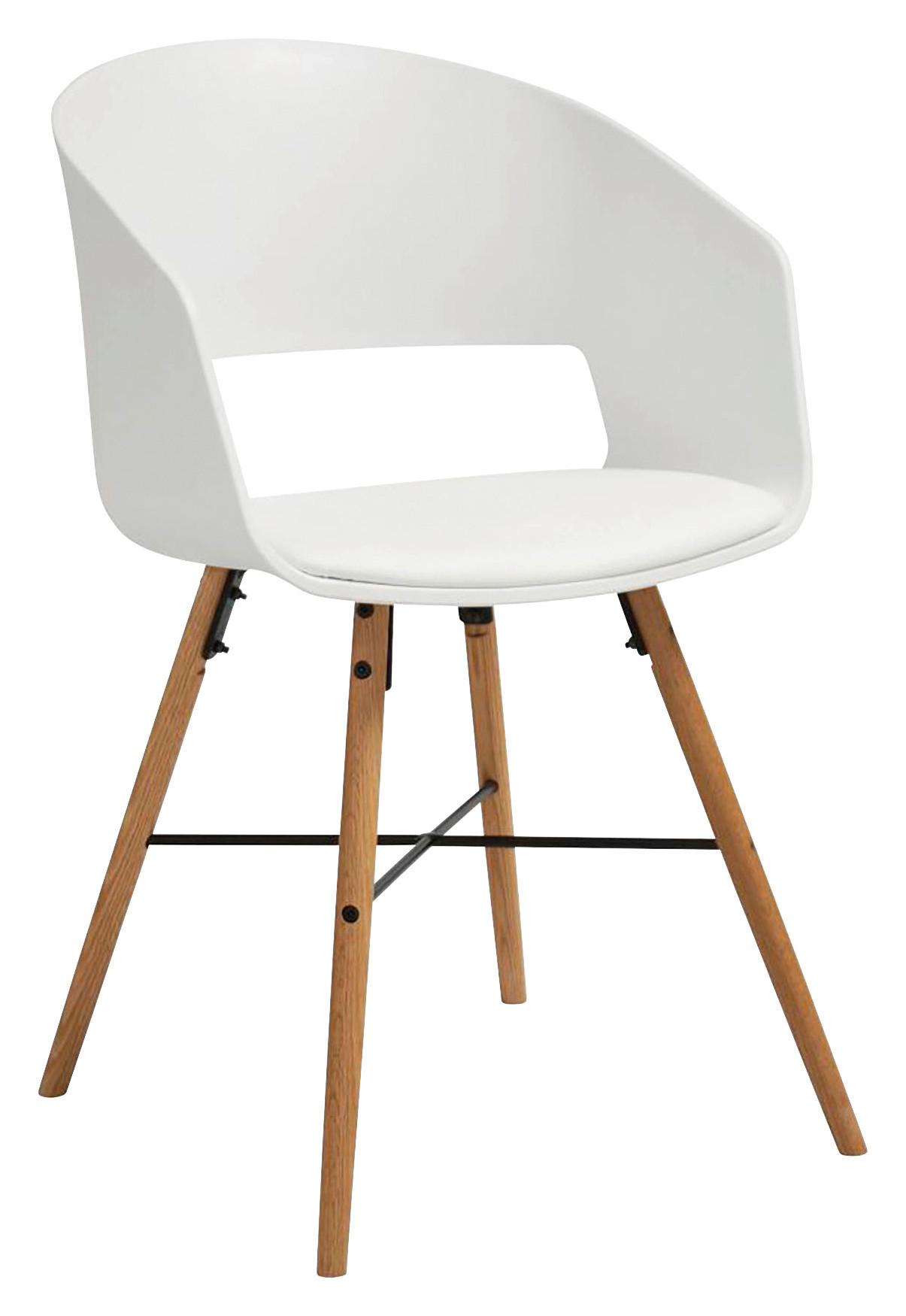 KRZESŁO Z PODŁOKIETNIKAMI LUNA 10 - kolor bukowy/biały, Lifestyle, tworzywo sztuczne/metal (51,5/80,5/52cm) - Livetastic