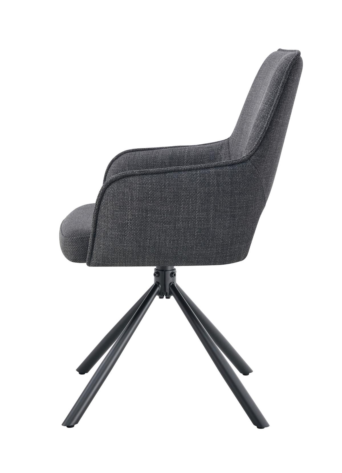 Set Naslanjačev Jana, Antracit, 2 Kos - antracit, Moderno, kovina/tekstil (57/91/64cm) - MID.YOU