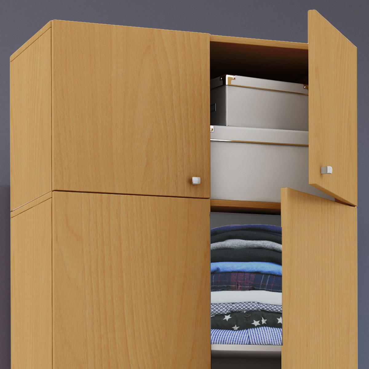 Večnamenska Omara Vandol I, Bukev - srebrne barve/barve bukve, Moderno, umetna masa/leseni material (70/238/39cm) - MID.YOU