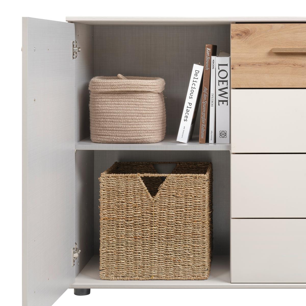 Kommode Lumio Kaschmir/Eiche Artisan - Kaschmir/Schwarz, KONVENTIONELL, Holzwerkstoff/Kunststoff (130/83/41cm) - Mömax