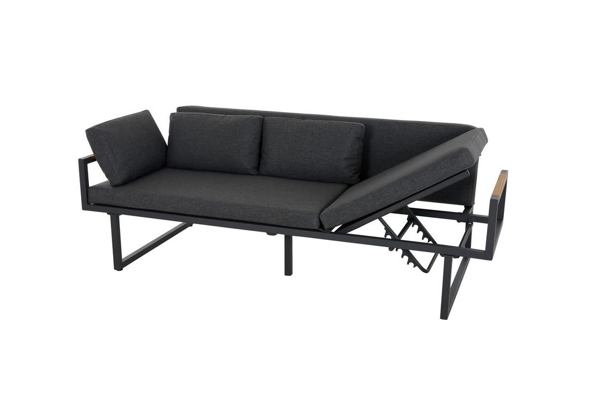 3er-Loungesofa Calera Anthrazit/Echtholz - Anthrazit, Basics, Holz/Textil (219/81/91cm) - Siena Garden