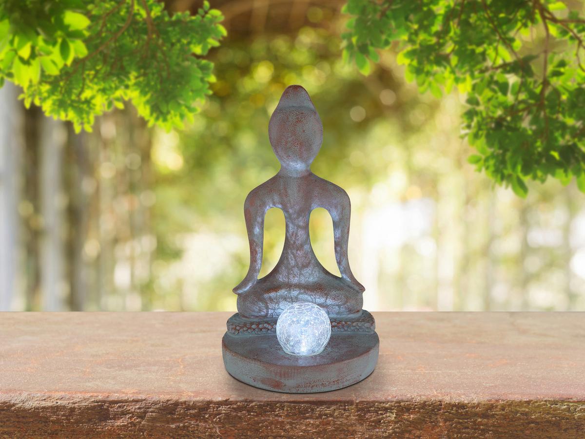 Solarna Svetilka Buddha, S Sijalko - siva/barve brona, Konvencionalno, umetna masa/steklo (17,5/15/30cm) - Globo
