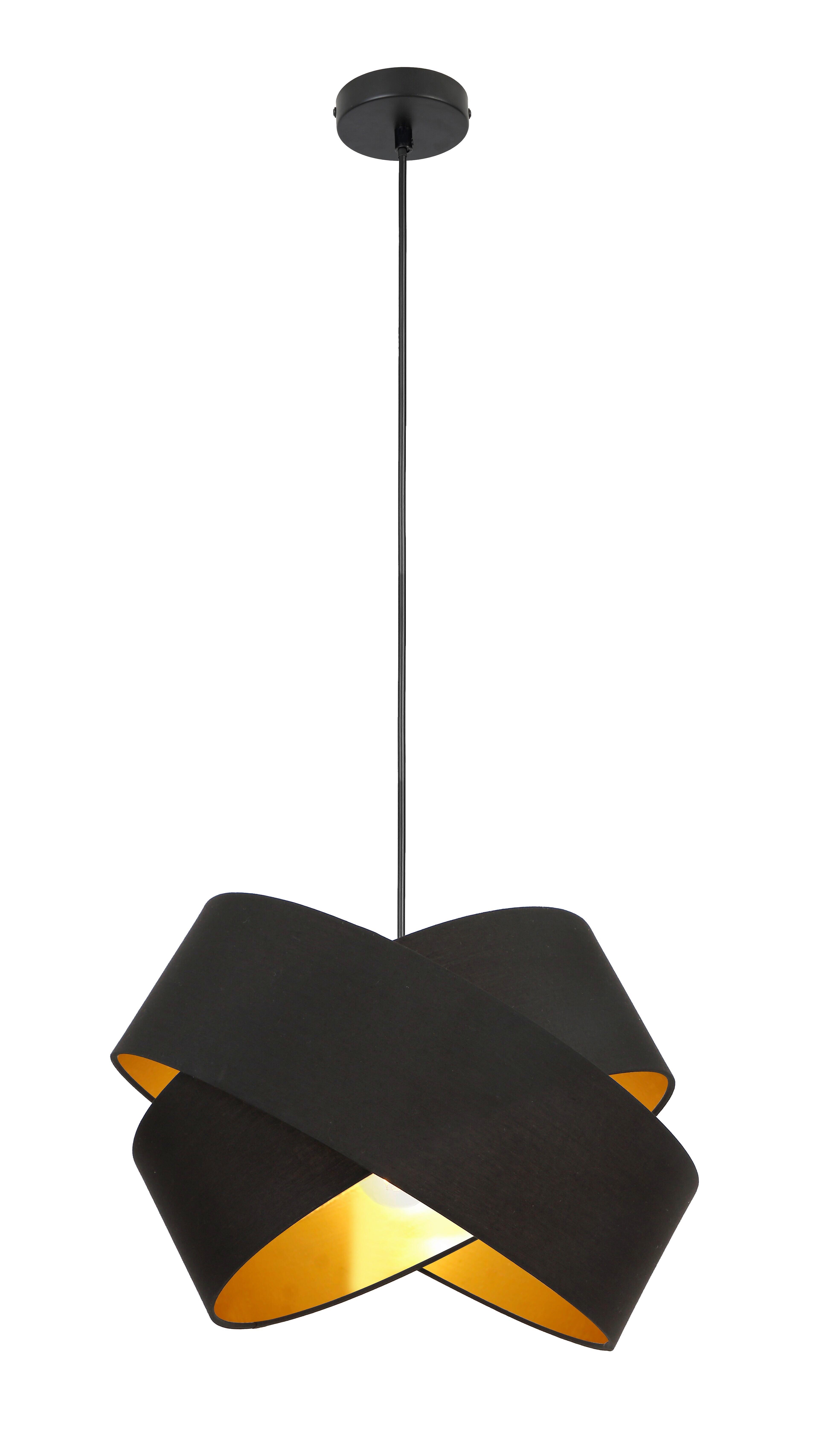 Hängeleuchte Goldi in Schwarz/Gold max. 25 Watt - Goldfarben/Schwarz, MODERN, Textil/Metall (38/120cm) - Modern Living