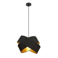 Lampă suspendată Goldi - auriu/negru, Modern, metal/textil (38/120cm) - Modern Living