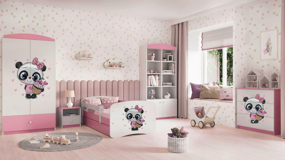 Otroška Postelja Babydreams, Bela, Roza, 80x160cm - pink/bela, Moderno, tekstil/leseni material (80/160cm) - MID.YOU