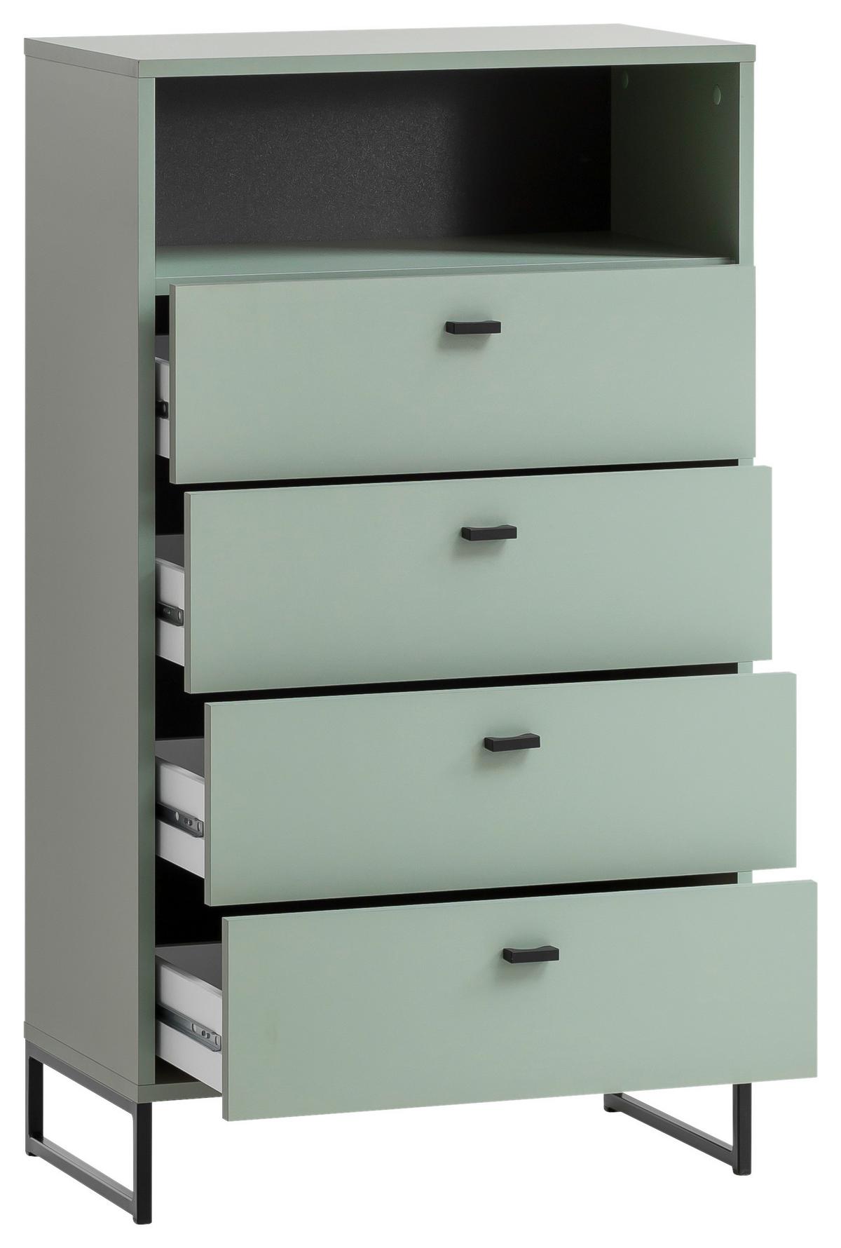 Highborad Janne ca.60,2x103,9x33,5cm Pistazie - Schwarz/Grün, LIFESTYLE, Holzwerkstoff/Metall (60,2/103,9/33,5cm) - MID.YOU