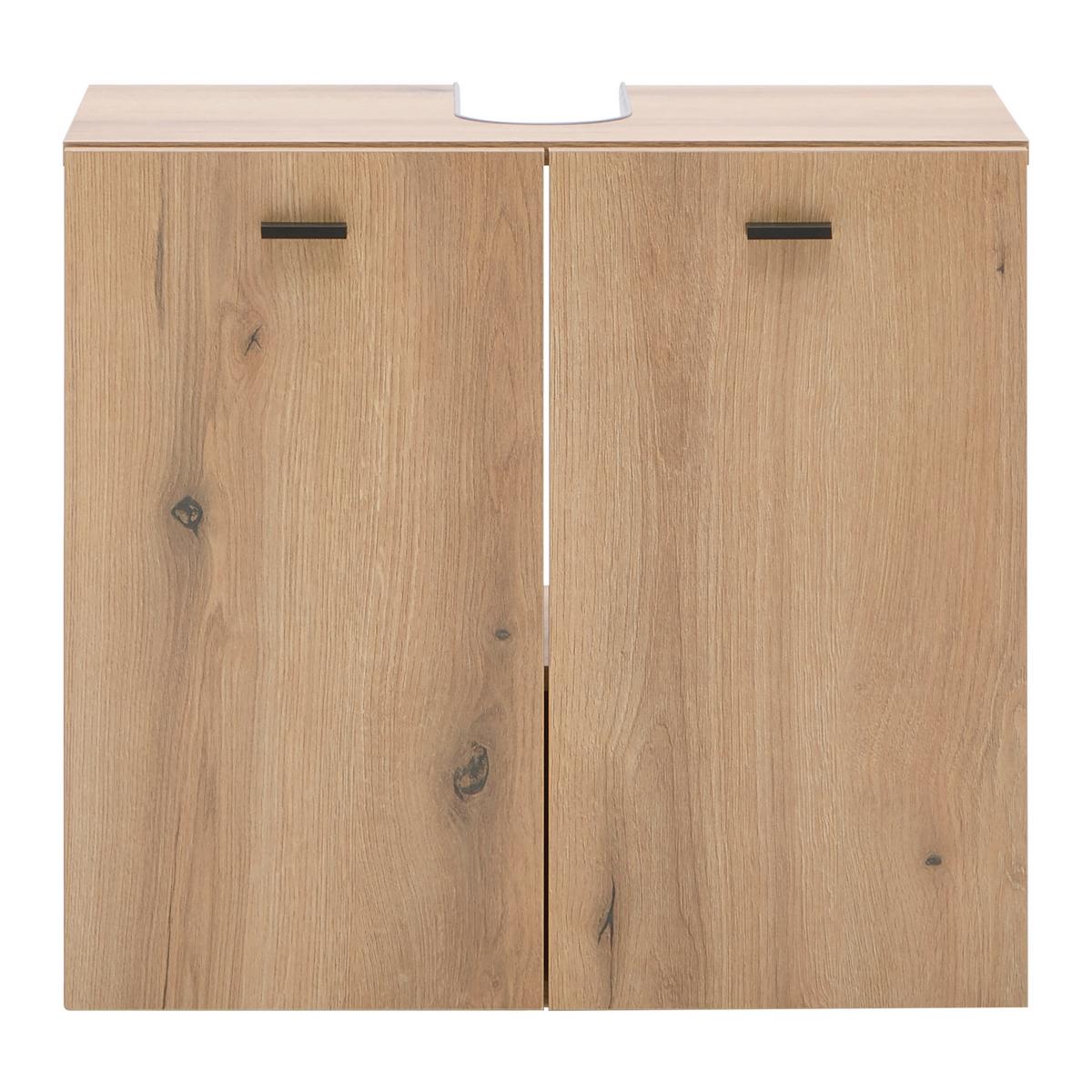 Waschbeckenunterschrank Basix Eichefarben ca.60x55x33cm - Eichefarben/Schwarz, Basics, Holzwerkstoff/Kunststoff (60/55/33cm) - Mömax