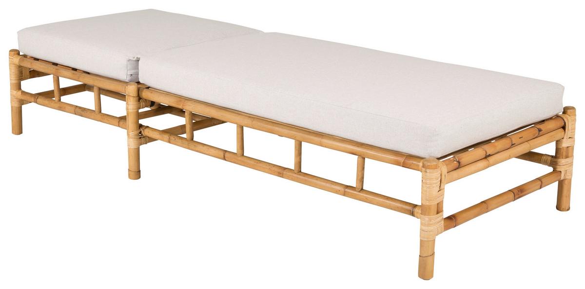 Sonnenliege Cane Bambus Rattan ca. 80x210 cm - Hellbraun/Creme, KONVENTIONELL, Holz/Textil (80/35/210cm) - Gardenson