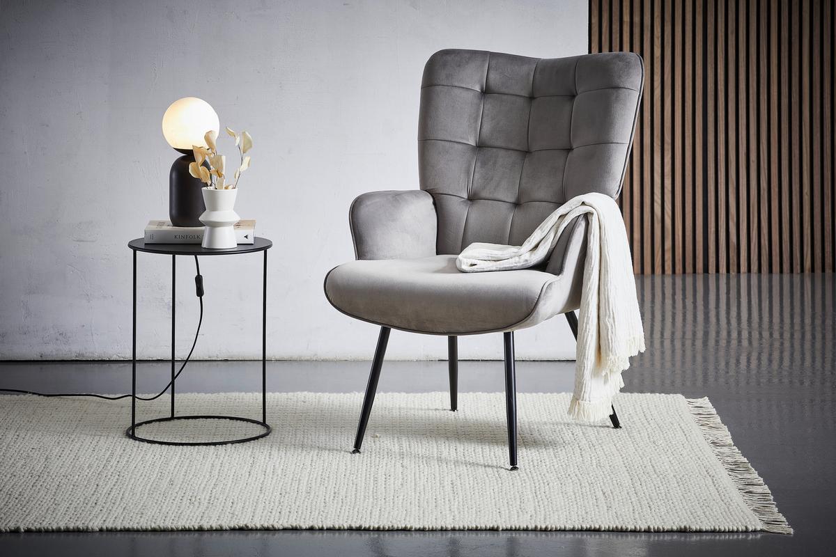 FOTEL GERRY - czarny/szary, Trend, metal/tkanina (67/96/85cm) - Xora