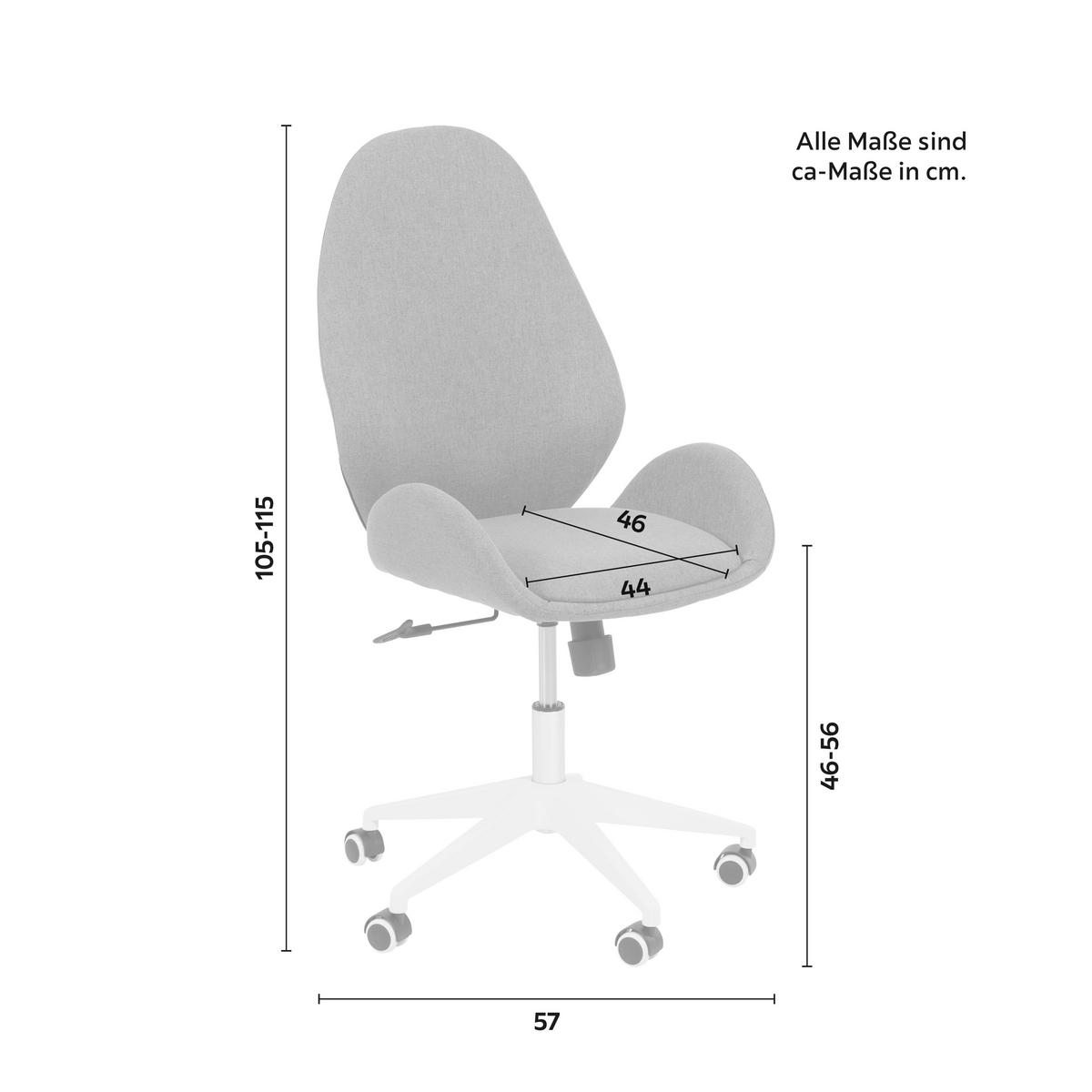 KRZESŁO OBROTOWE LEILA - biały/szary, Modern, tworzywo sztuczne/metal (56/105-115/57cm) - Bessagi Home