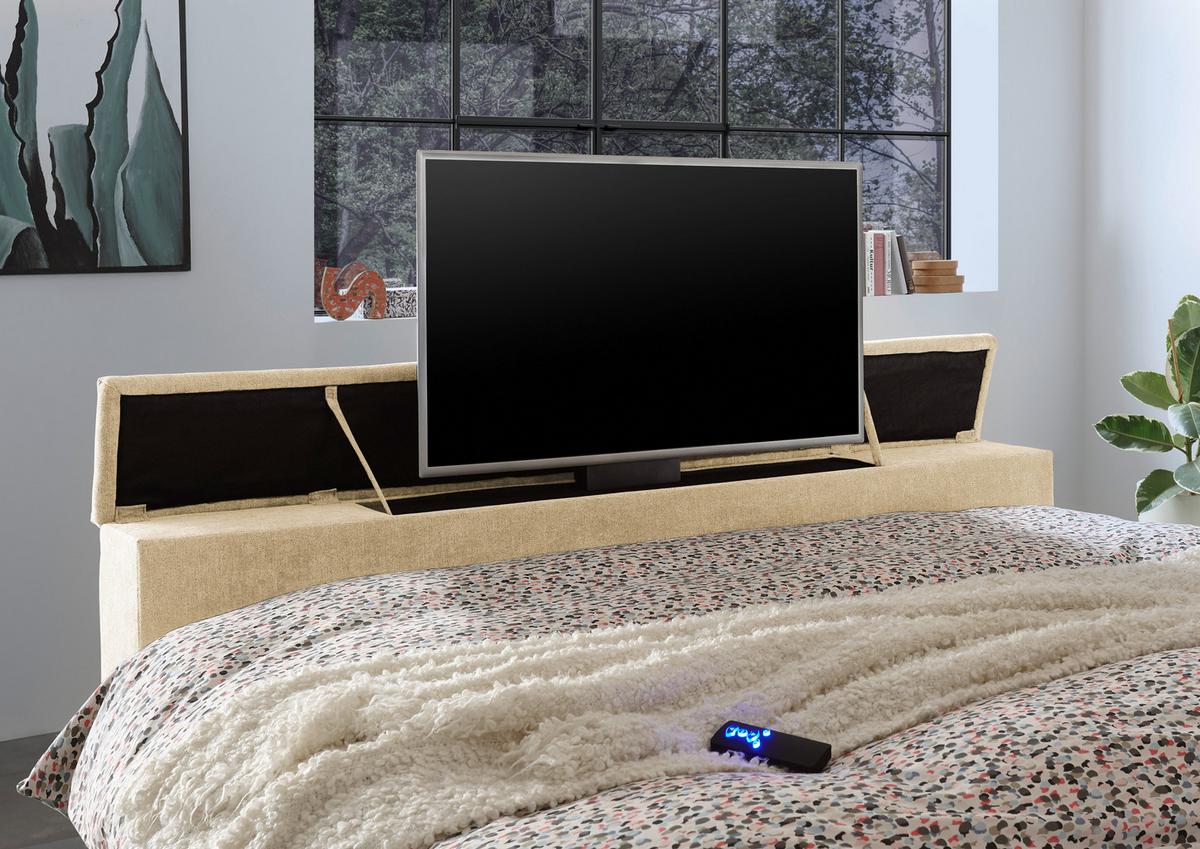 Boxspringbett Denver Sand ca. 180x200 cm mit Topper - Sandfarben, KONVENTIONELL, Textil (180/200cm) - Carryhome