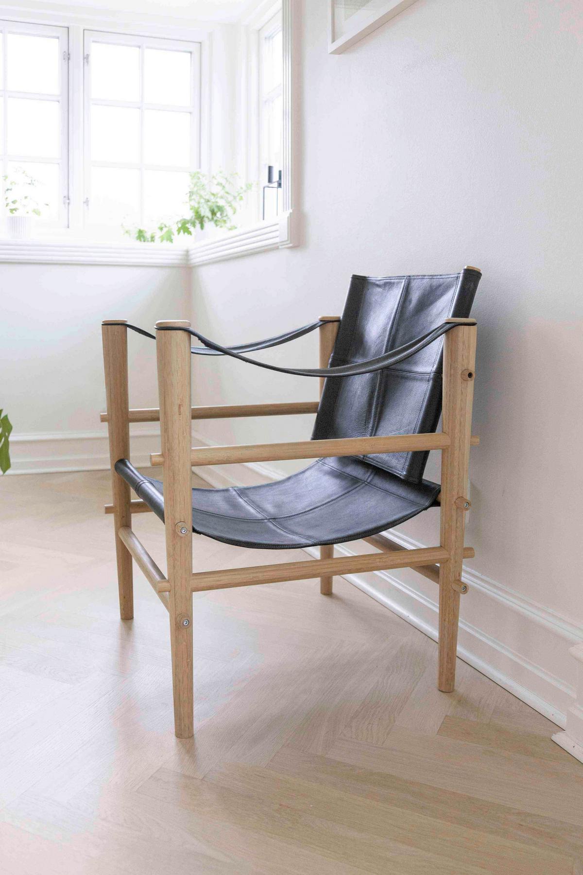Sessel Noble 3155028 - Schwarz/Naturfarben, Romantik / Landhaus, Leder/Holz (59/79/61cm) - MID.YOU