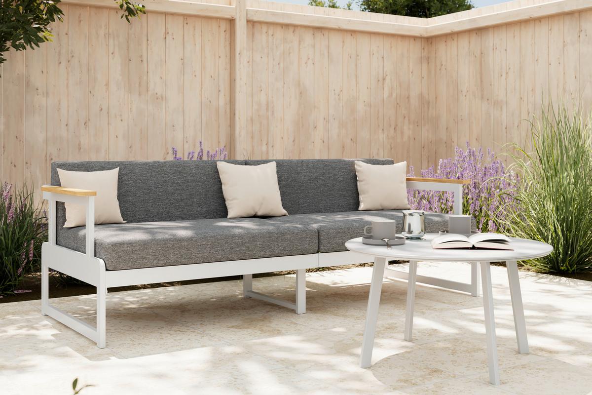 SOFA TARASOWA DESENZANO - biały/szary, Modern, metal/tkanina (192/57/73cm) - Ambia Garden