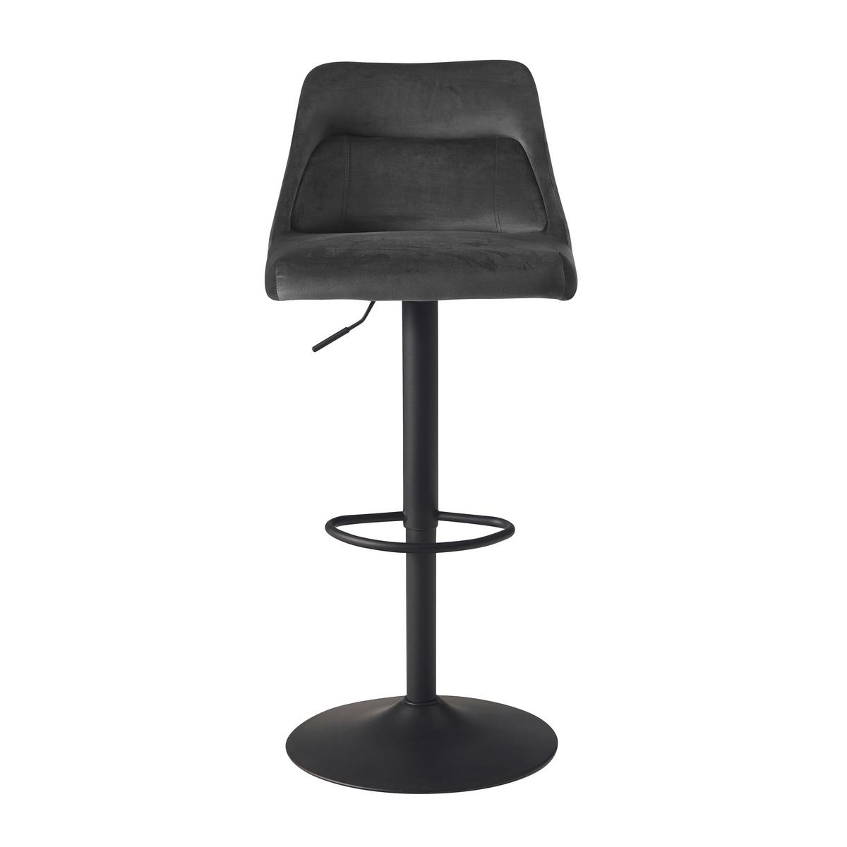 TABOURET DE BAR WL6.999 - gris/noir, Design, textile/métal (45/106/51cm) - MID.YOU