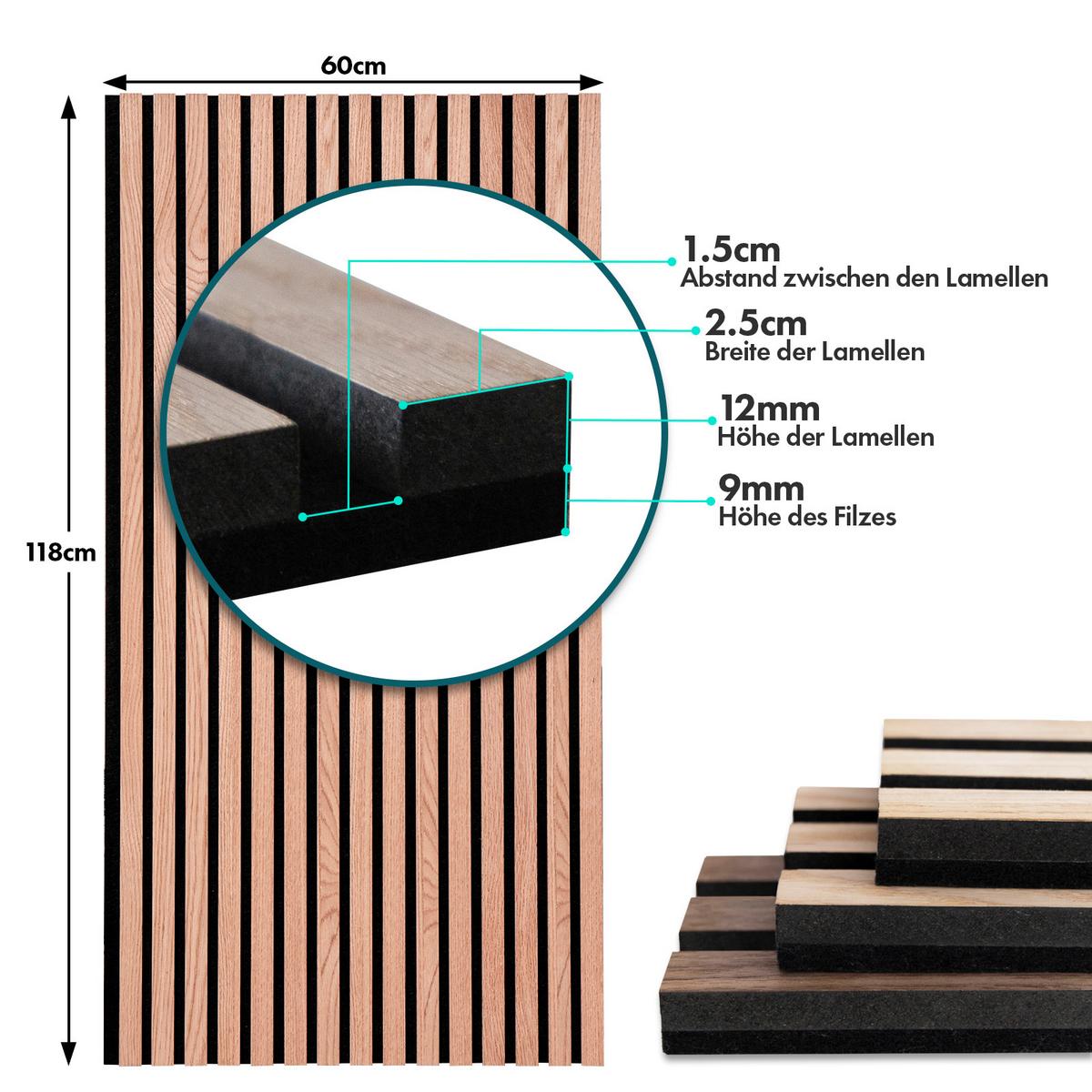 Akustikpaneel Eichefarben - Eichefarben, Basics, Holzwerkstoff (60/118cm)