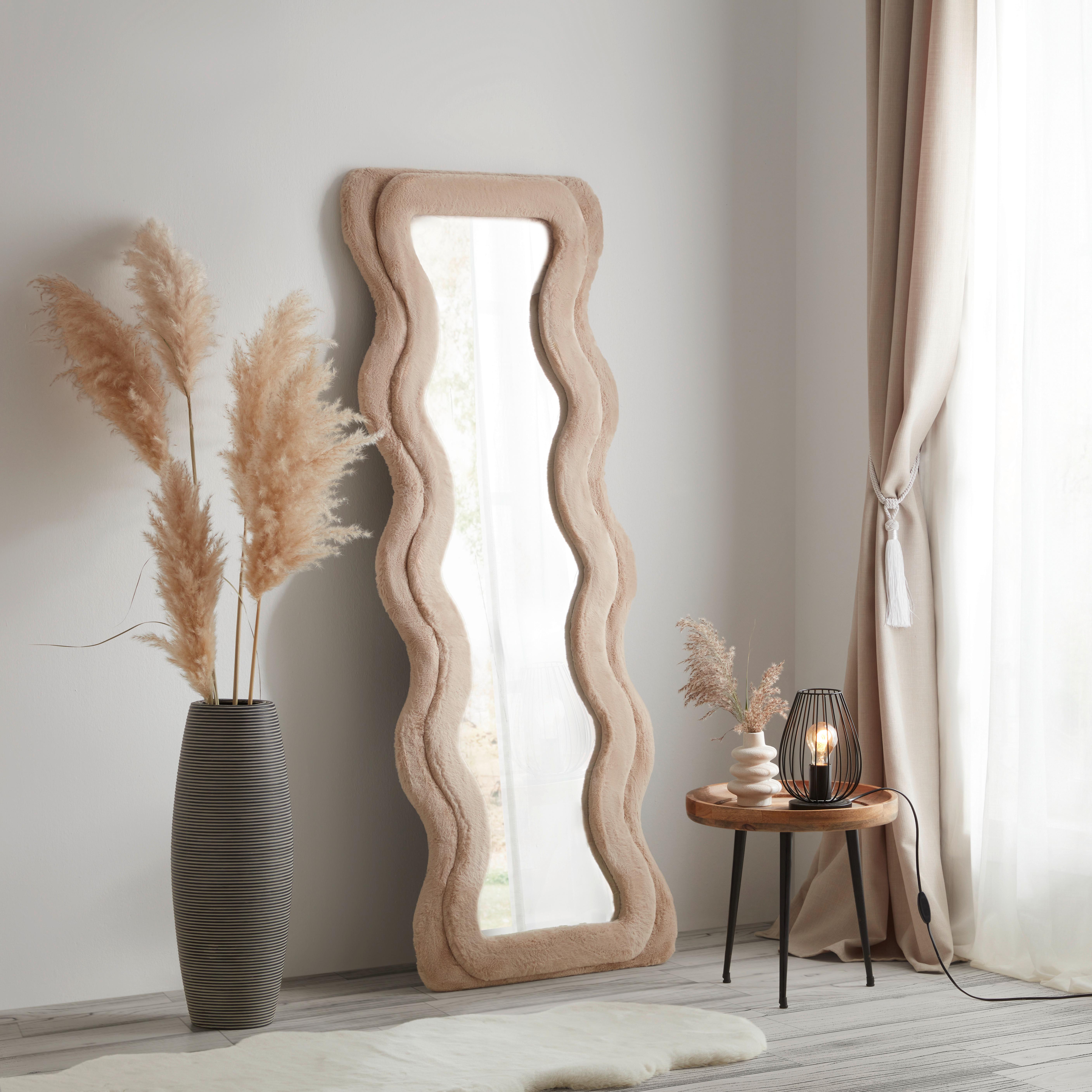 VÄGGSPEGEL SUKI -TREND- - taupe, Romantik / Lanthus, trämaterial/glas (60/160/4cm) - Premium Living