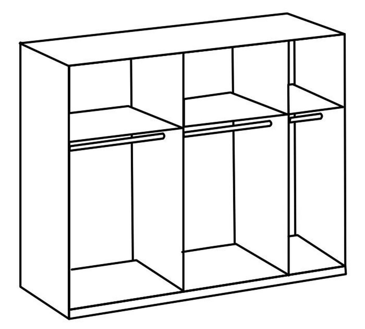Ormar S Kliznim Vratima Level 36 D - boje hrasta/bijela visoki sjaj, Moderno, drvni materijal/metal (250/216/65cm) - MID.YOU
