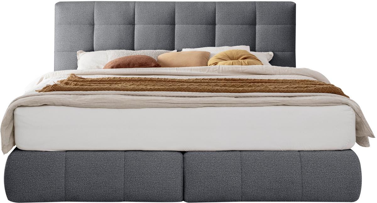 Boxspringbett Lavenito Blau ca. 180x200cm - Blau/Schwarz, KONVENTIONELL, Textil (180/200cm) - Premium Living