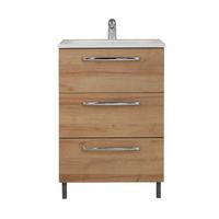 SZAFKA POD UMYWALKĘ NABLATOWĄ LUGA 961 - kolor dębowy/czarny, Konventionell, materiał drewnopochodny/metal (60/77/43cm) - Xora