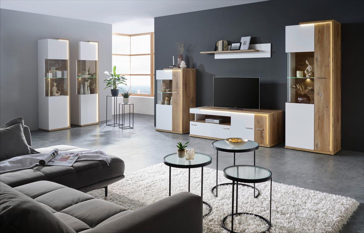 Wandbaord Ambiente in Weiß/Eichefarben - MODERN, Holzwerkstoff (140/25/20cm) - Mömax