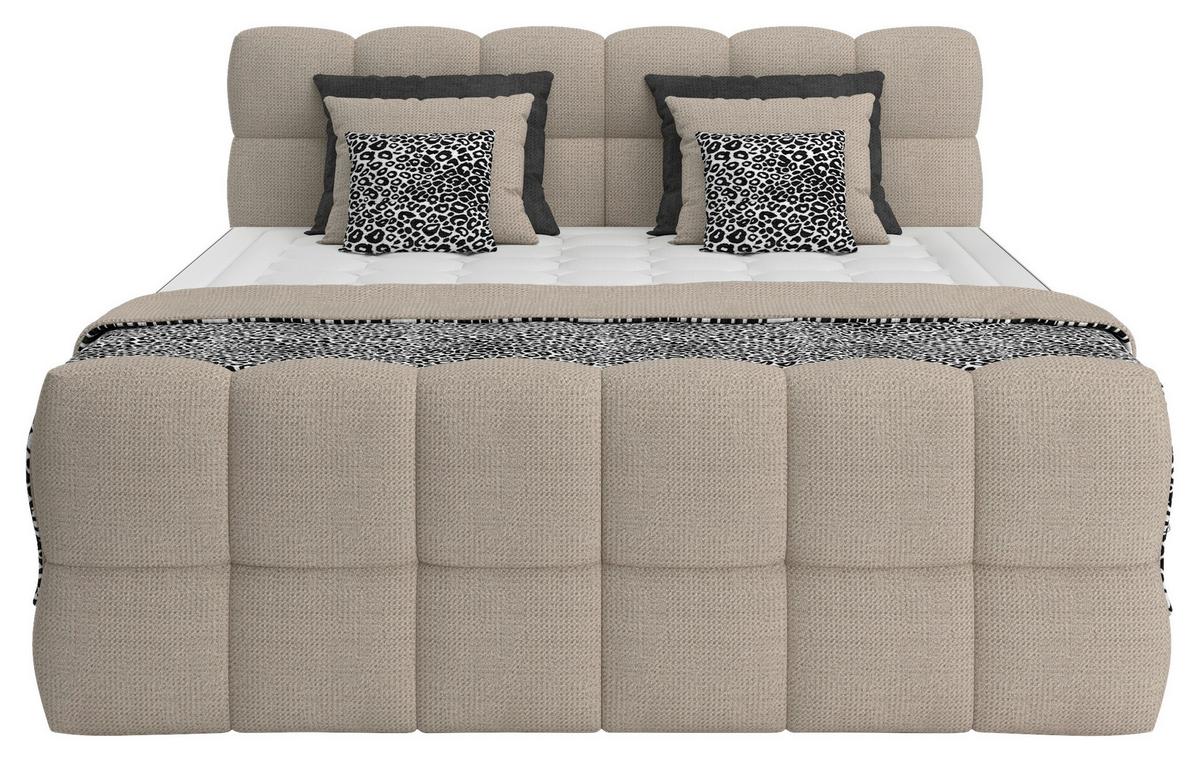 Boxspring Krevet Brisbane - bež/crna, Trend, drvni materijal/drvo (120/220cm) - Premium Living