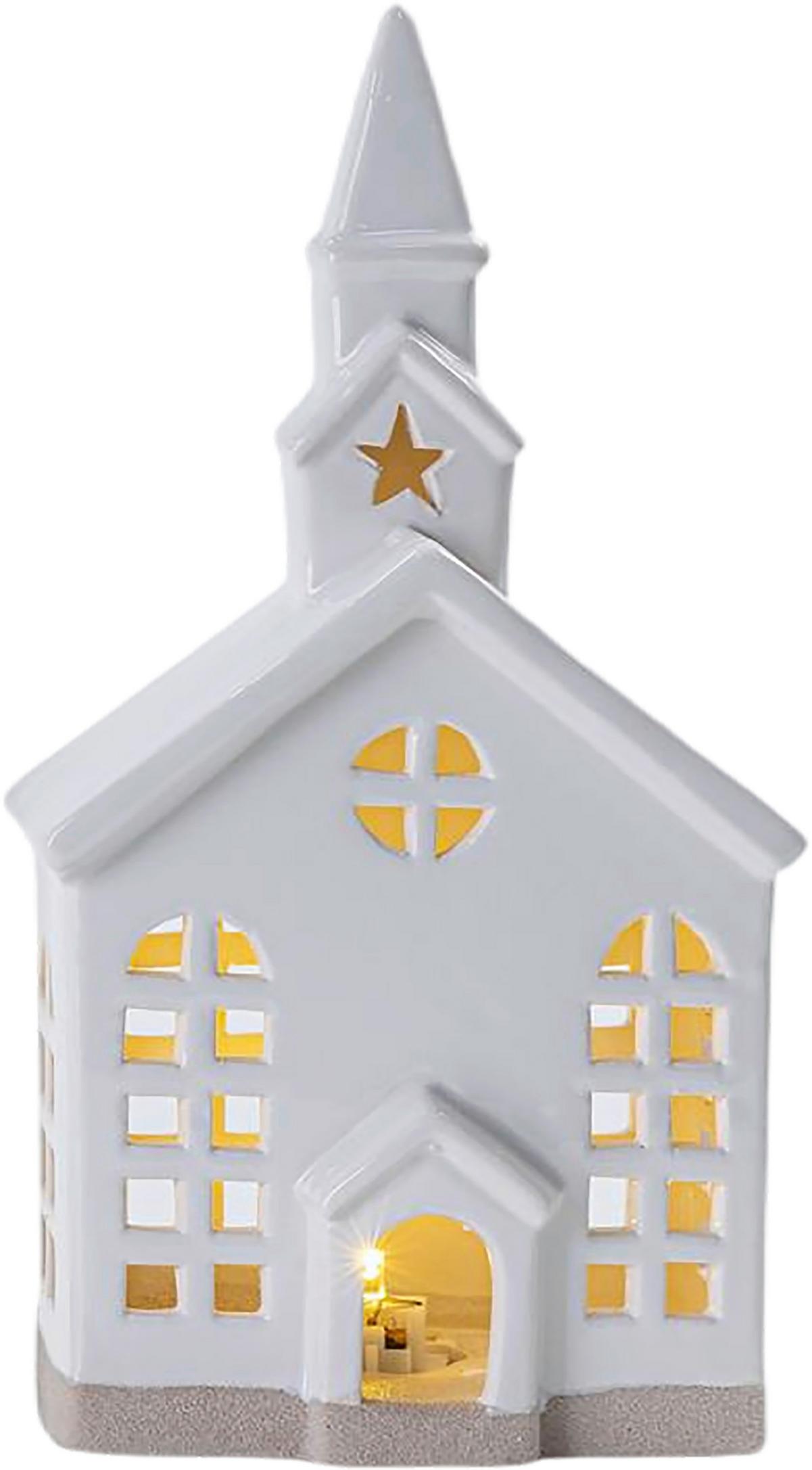 DOMEK DEKORACYJNY 97-23Q518-1B - biały/brązowy, Lifestyle, ceramika (12,3/8,5/23,3cm) - X-Mas