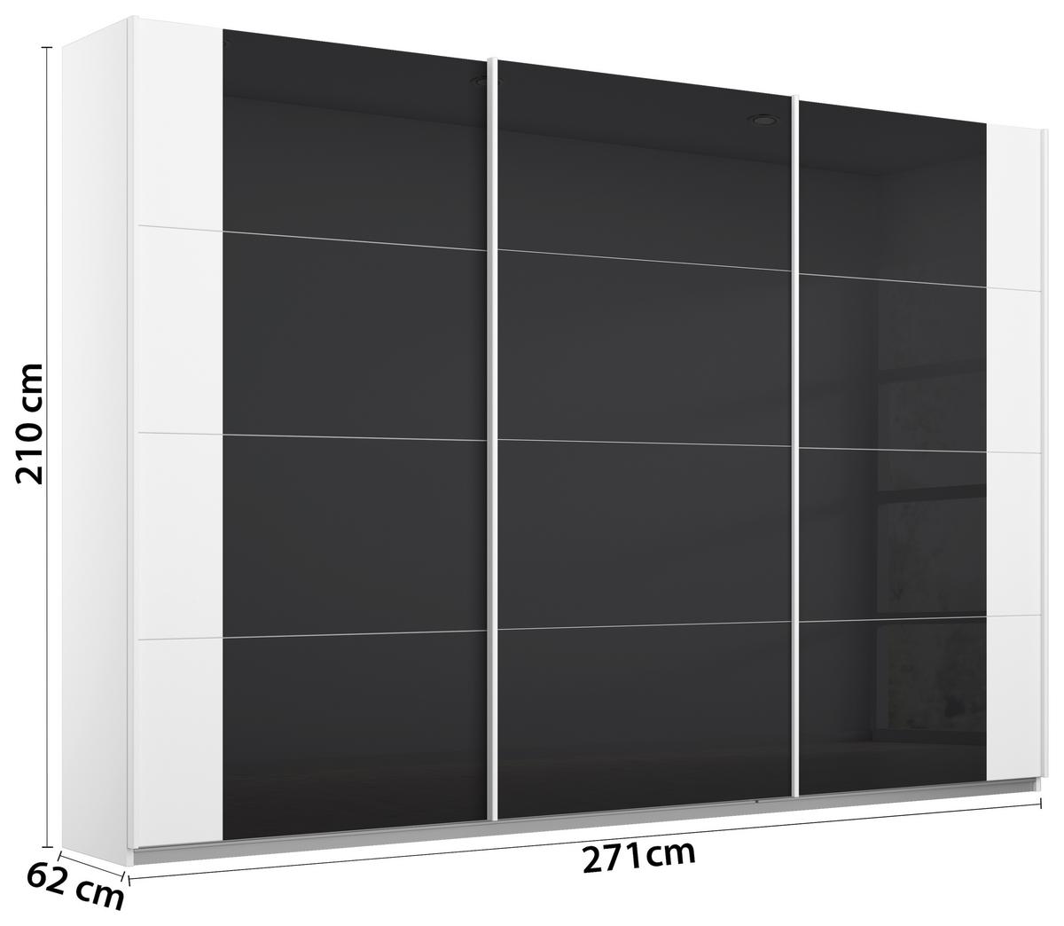 DULAP USI CULISANTE ARTEMIS - alb/antracit, Modern, sticlă/material pe bază de lemn (271/210/62cm) - Modern Living