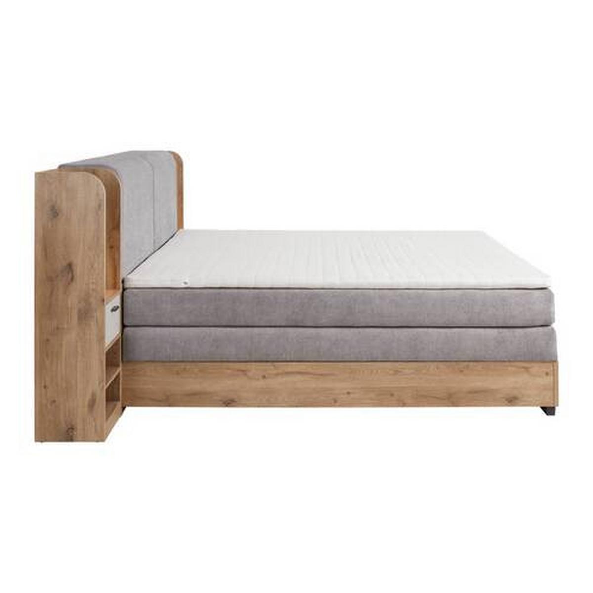 Lit boxspring Ravenna in Eichefarben ca. 180x200cm - couleur graphite/couleur de chêne, Lifestyle, textile/matière synthétique (180/200cm) - Premium Living