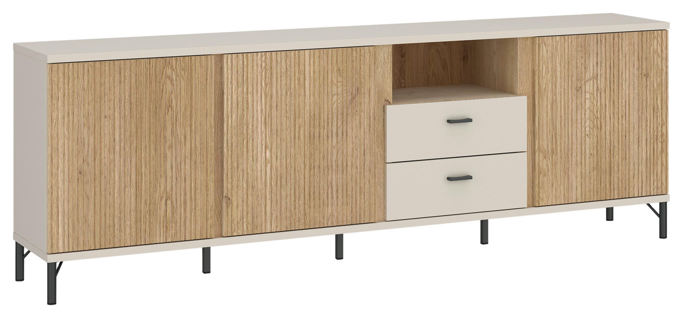 Comodă TV MOSANO - cașmir/culoare lemn stejar, Trend, material pe bază de lemn (200/70/40cm) - Modern Living