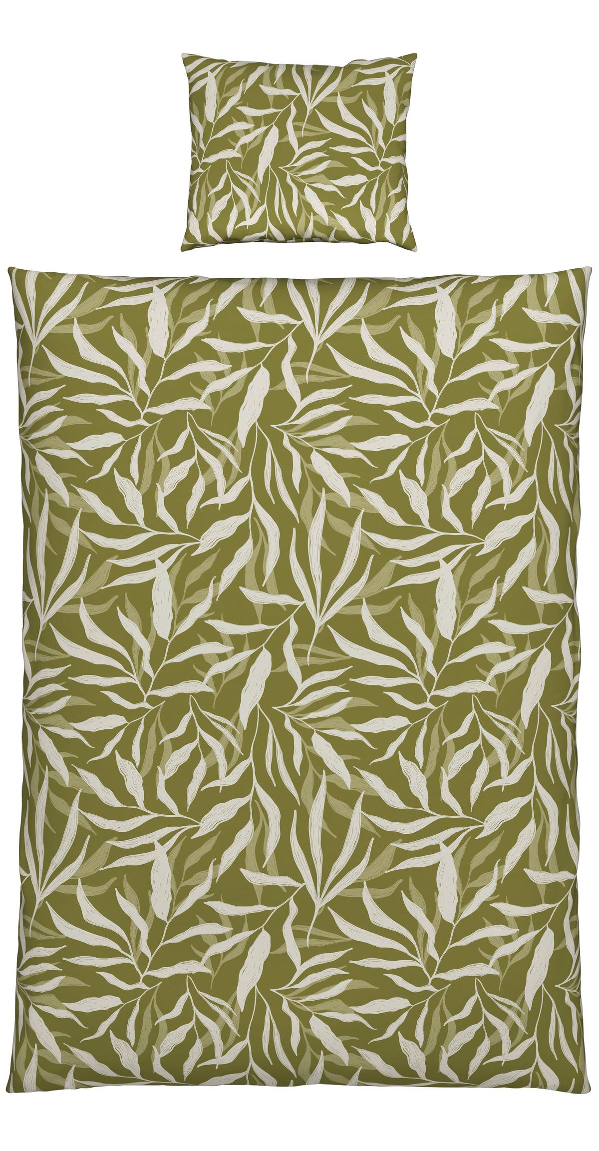 BETTWÄSCHESET LEAVES - Weiss/Grün, Modern, Textil (160/210cm) - Modern Living
