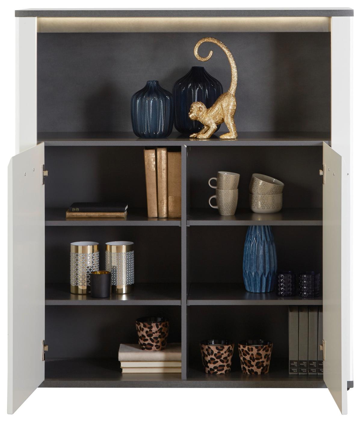Visoka Komoda Alassio - barve kroma/bela, Moderno, kovina/umetna masa (109/122/37,5cm) - Premium Living