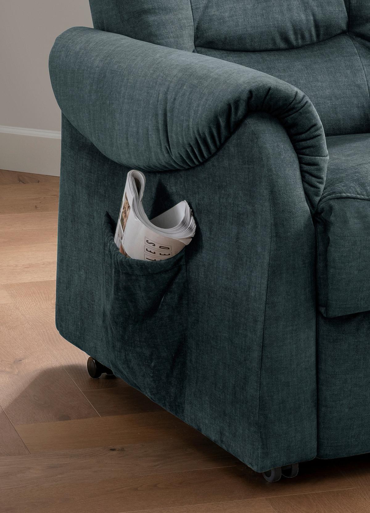 Fernsehsessel Nino Dunkelblau Velours - Schwarz/Braun, Design, Kunststoff/Textil (76/106/94cm) - Livetastic