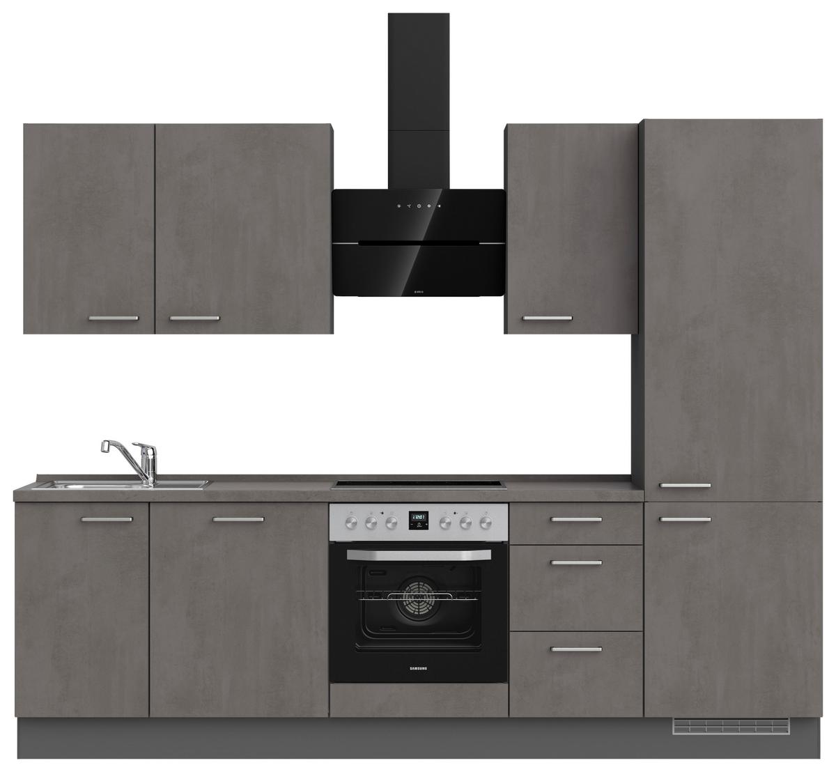 Küchenblock Riva High m. Geräten Schieferfarben - Schieferfarben/Edelstahlfarben, MODERN, Holzwerkstoff/Metall (270cm) - Nobilia