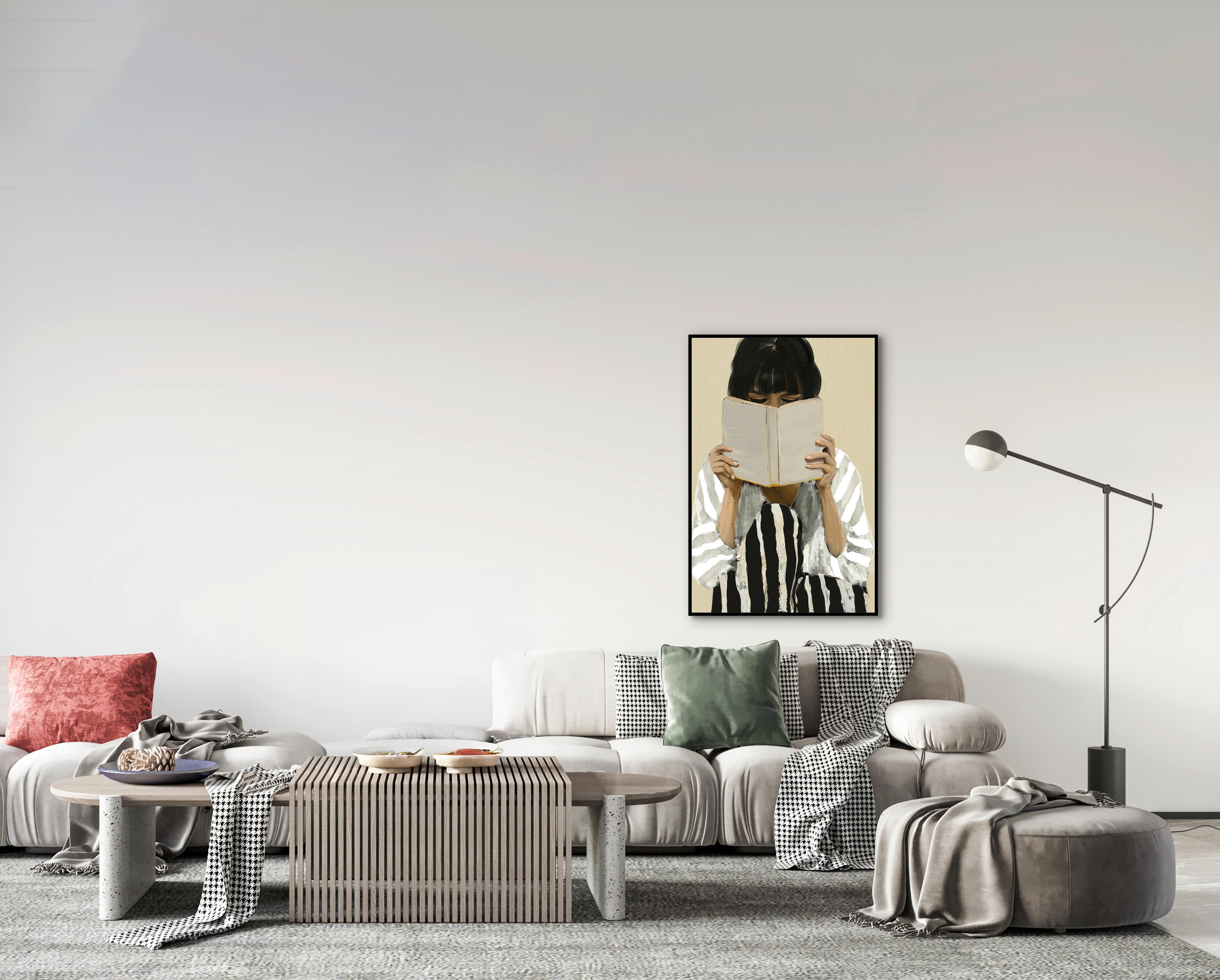 Keilrahmenbild Denise Small Schwarz/Weiß/Beige - Beige/Schwarz, MODERN, Holzwerkstoff/Kunststoff (60/90cm) - Premium Living