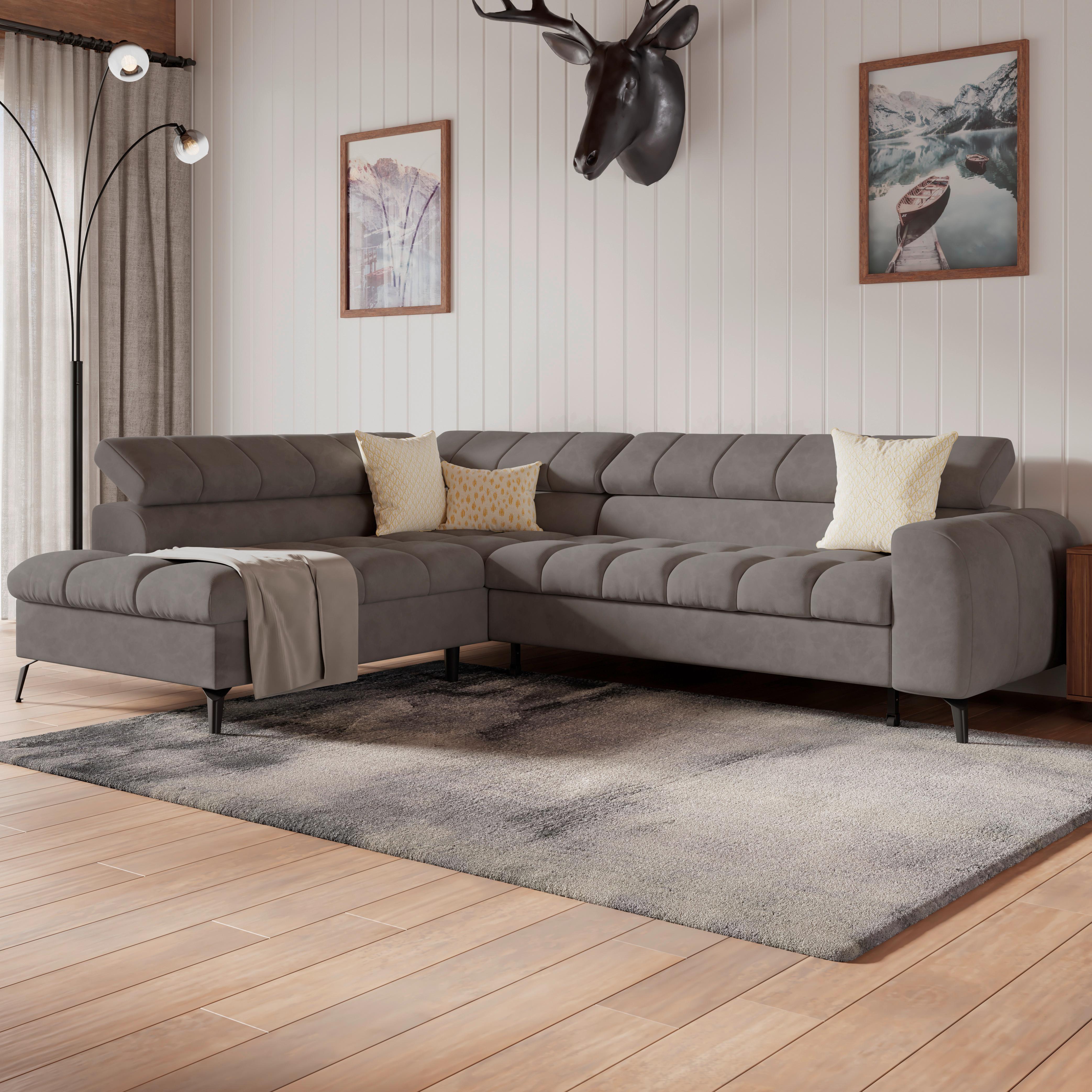 Kutna Garnitura Volf - boje grafita/tamno siva, Trend, tekstil/metal (203/261cm)