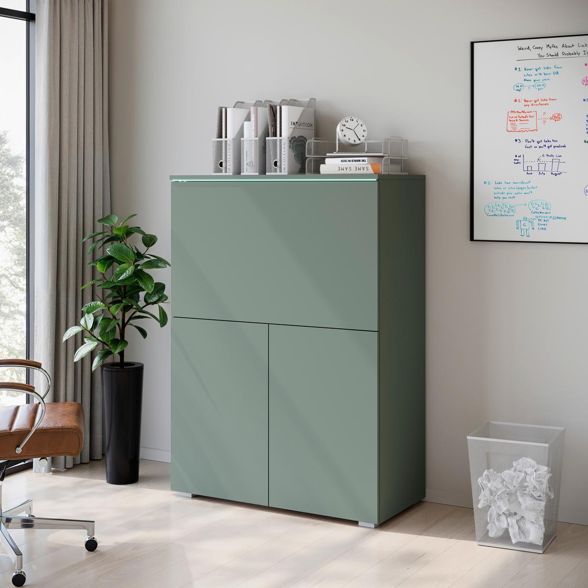 Sekretär VERA 90 Grün - Grau/Grün, Design, Holzwerkstoff/Kunststoff (90/125,1/42cm) - P & B