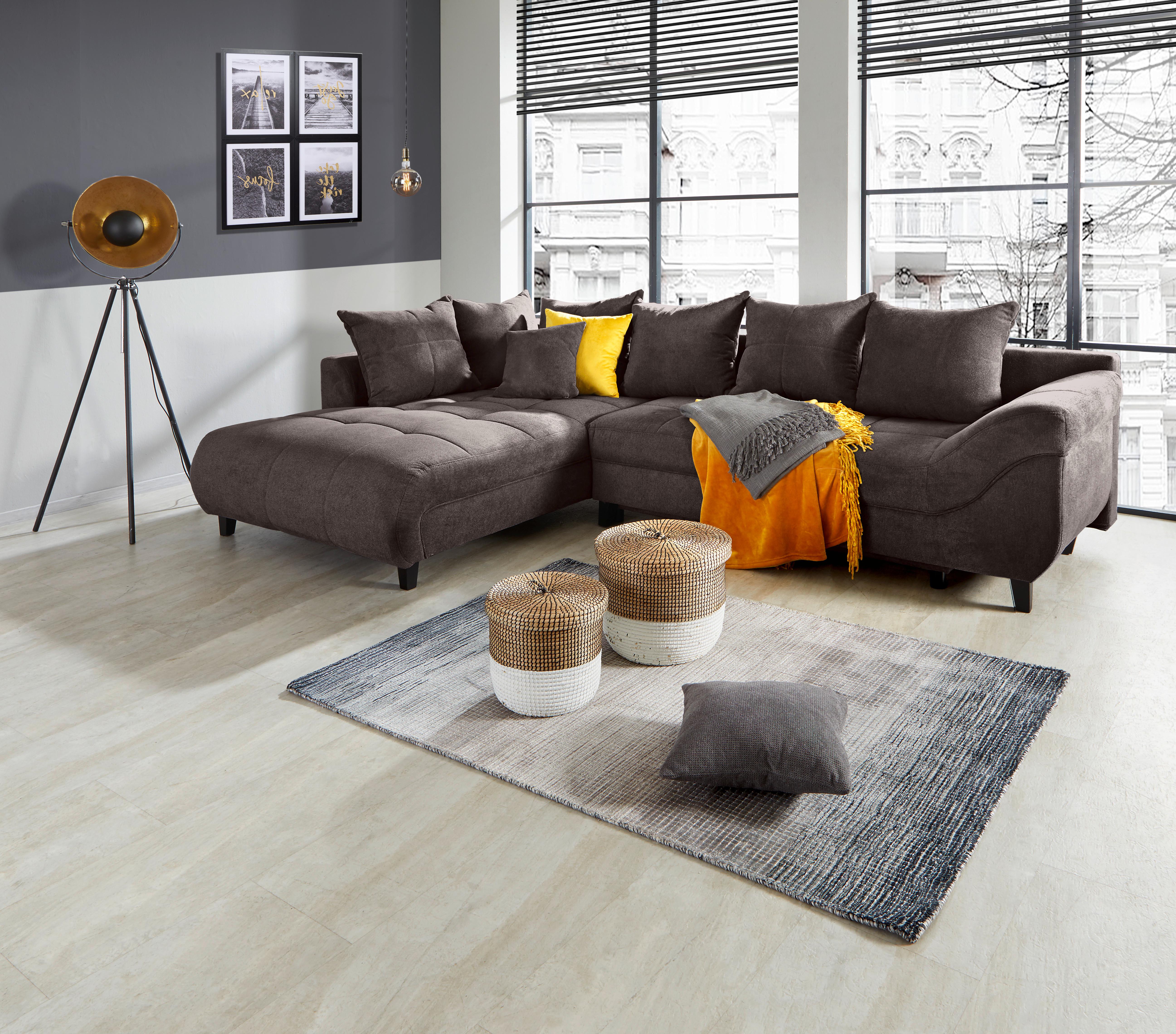 Kutna Garnitura Mendoza - sivo-smeđa/crna, Design, tekstil/drvo (197/309cm) - Modern Living