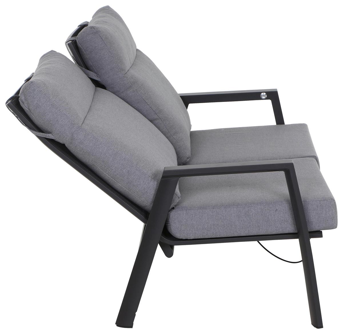 Loungesofa Valencia Anthrazit - Dunkelgrau/Anthrazit, Basics, Kunststoff/Textil (152,5/99/82,5cm) - Siena Garden