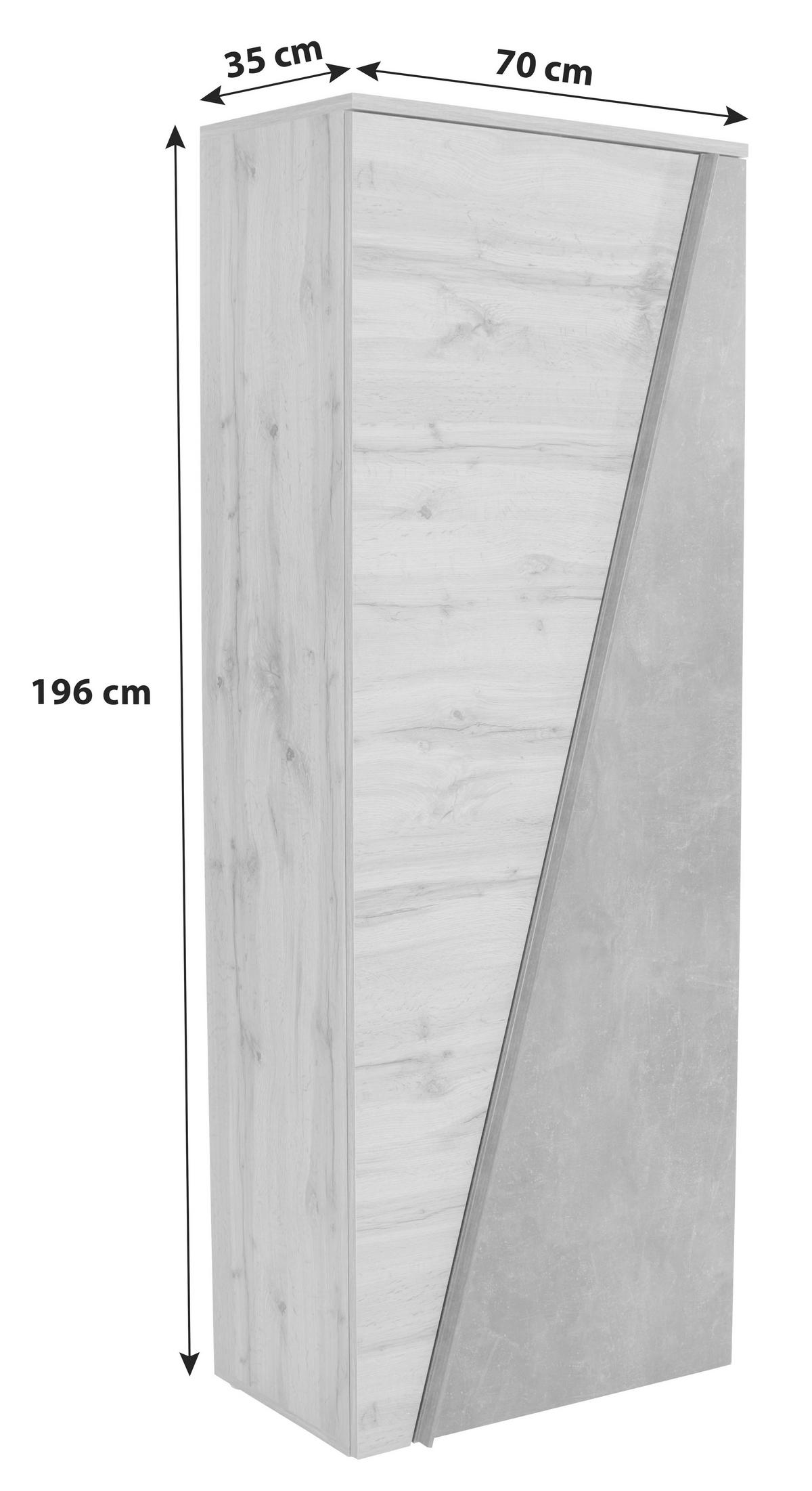 Omara Za Čevlje Venedig, Temno Siva, Hrast - temno siva/črna, Moderno, umetna masa/leseni material (70/196/35cm) - Mömax