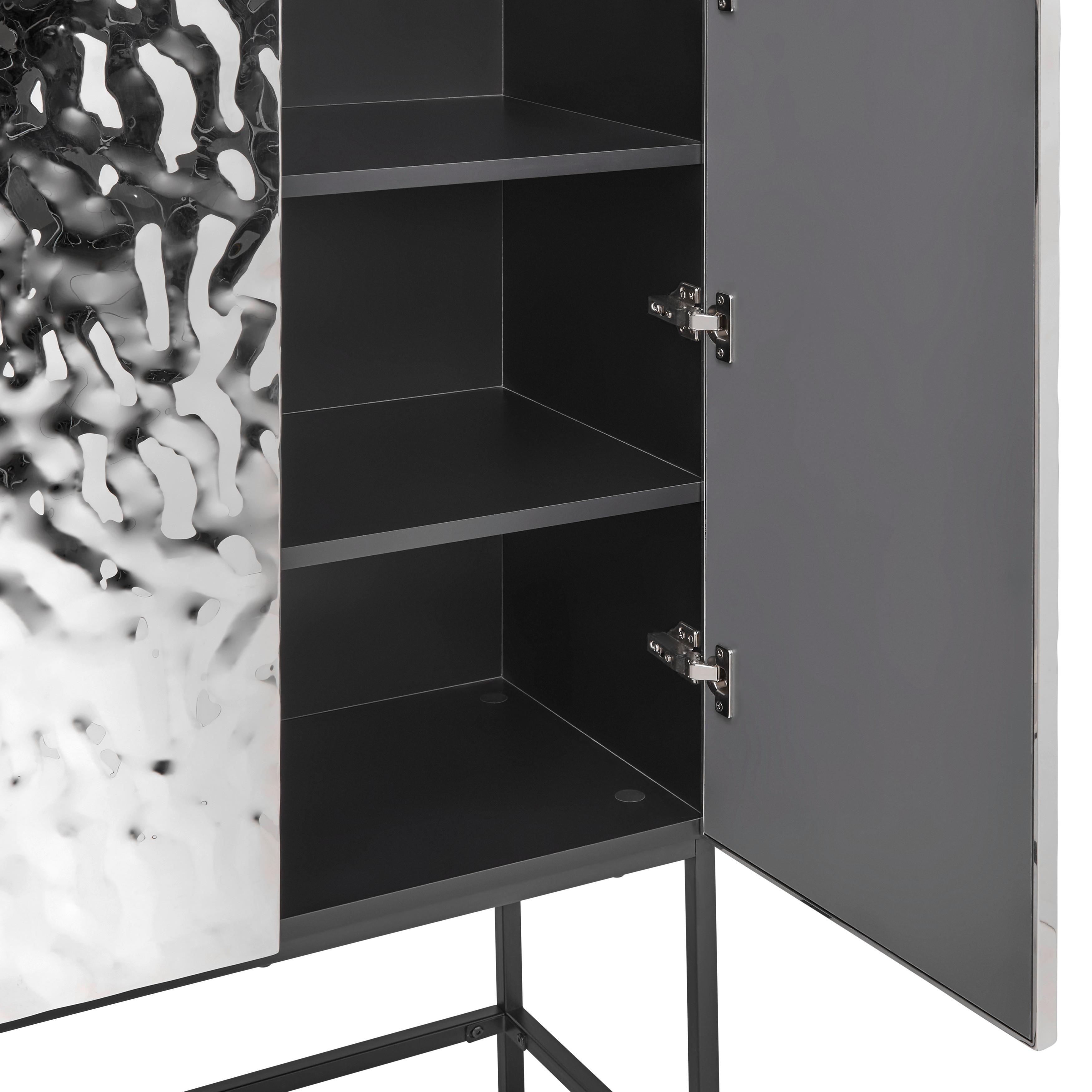 HÖG BYRÅ MARLENE - stålfärgad/svart, Design, metall/trämaterial (80/140/40cm) - Mömax