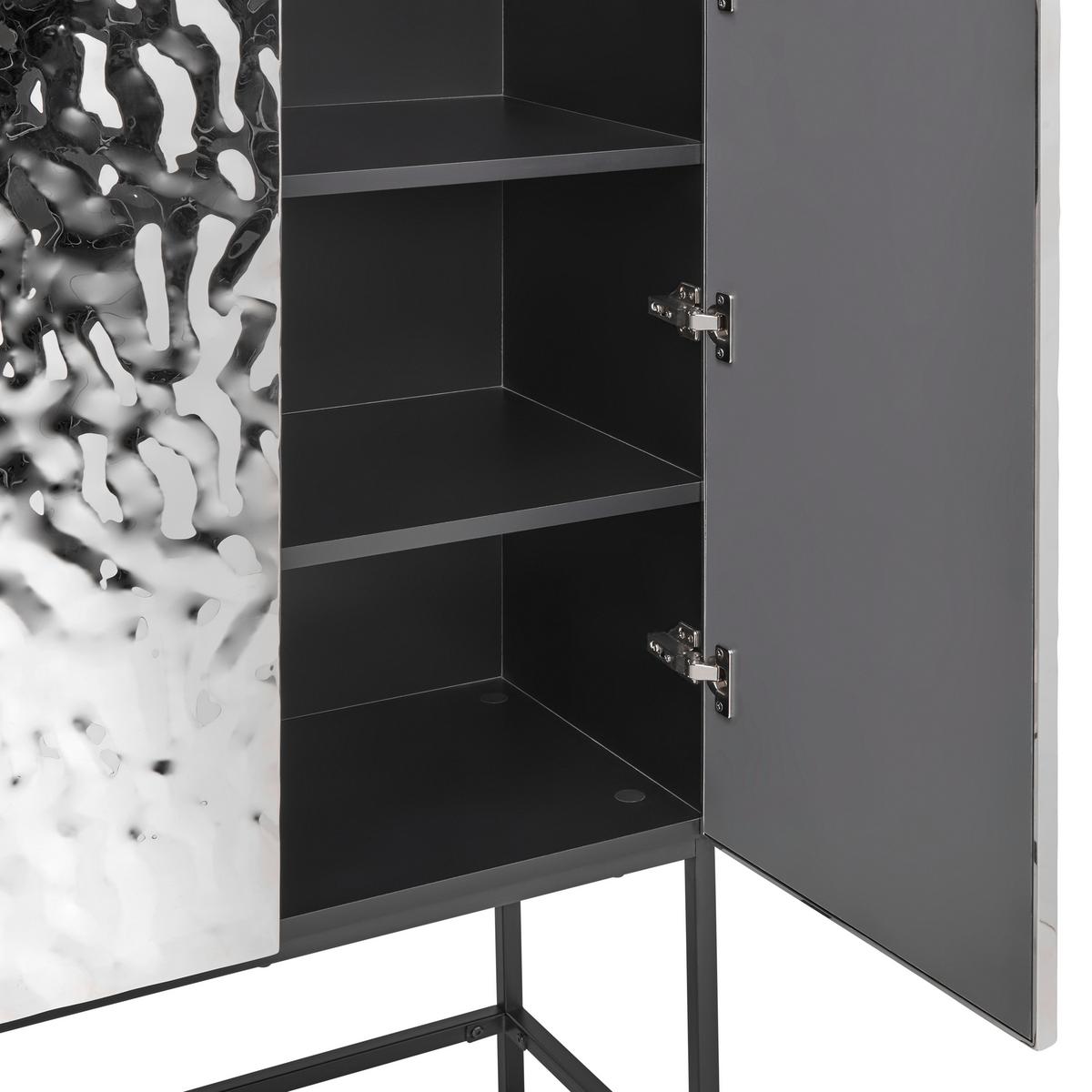Highboard Marlene Schwarz/Edelstahlfarben - Edelstahlfarben/Schwarz, Design, Holzwerkstoff/Metall (80/140/40cm) - Mömax