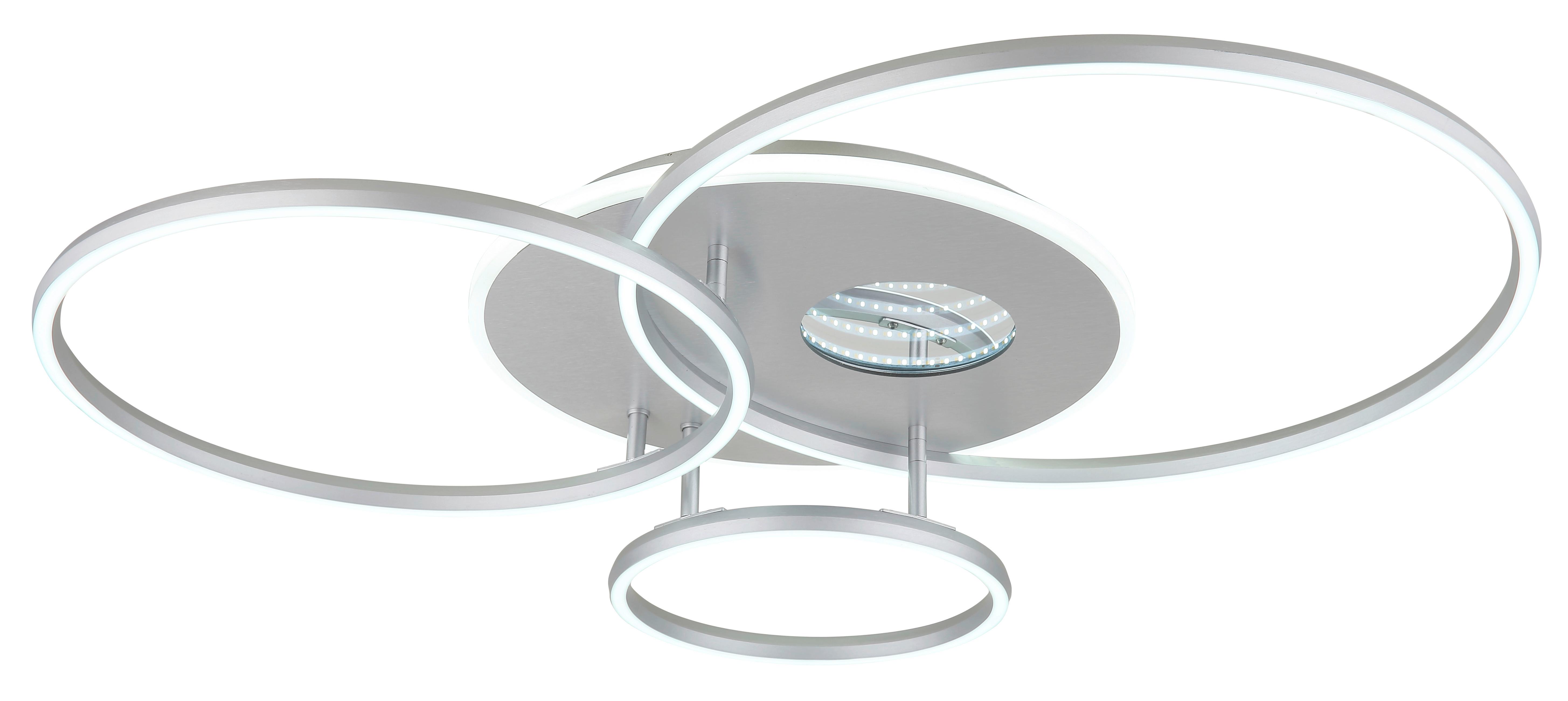 Led Stropna Svjetiljka Invertina - bijela/srebrne boje, Design, metal/plastika (90/70/13cm) - Globo