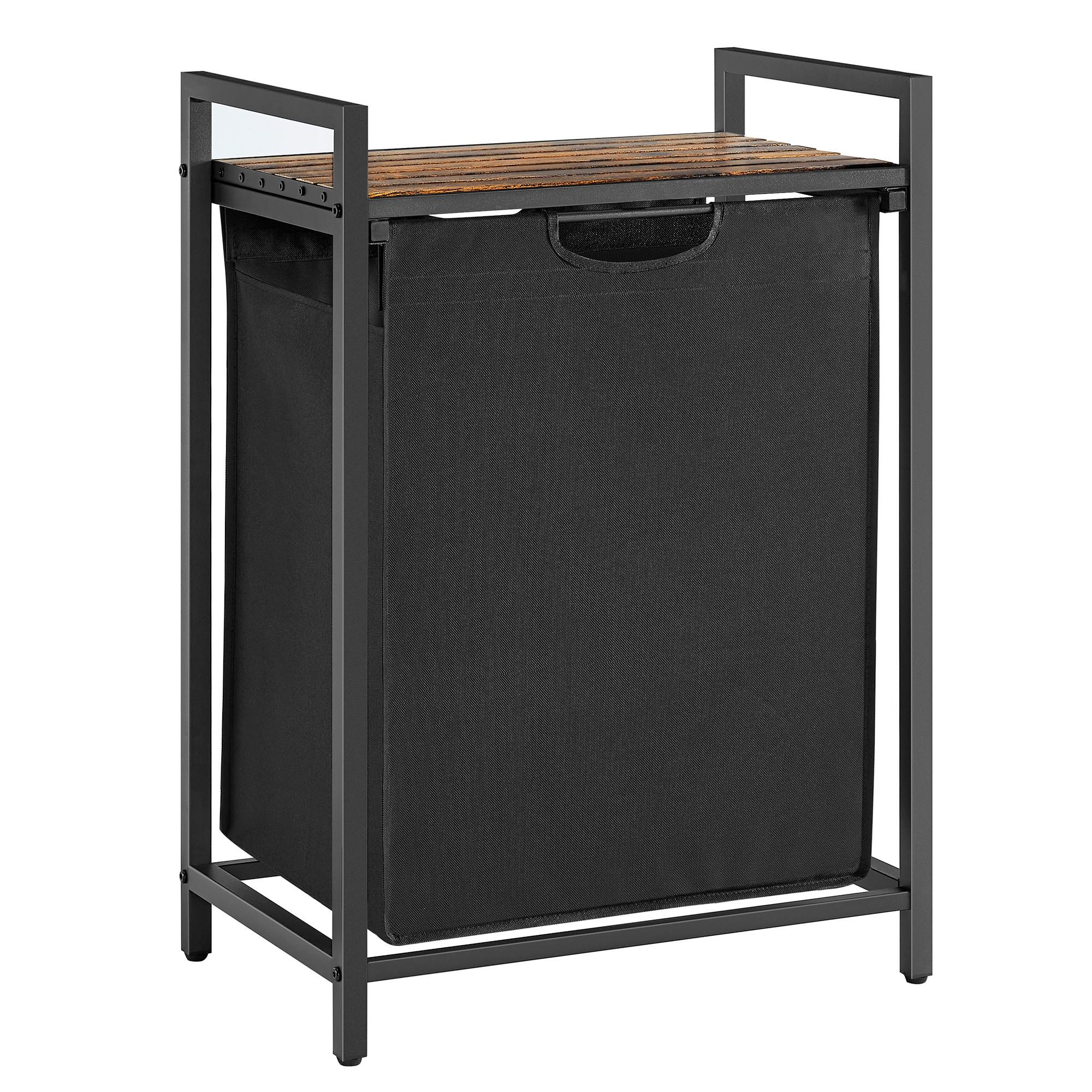 WÄSCHEKORB BLH101B01 - Schwarz/Braun, Trend, Holzwerkstoff/Textil (50/72/33cm) - MID.YOU