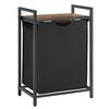 WÄSCHEKORB BLH101B01 - Schwarz/Braun, Trend, Holzwerkstoff/Textil (50/72/33cm) - MID.YOU
