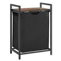 WÄSCHEKORB BLH101B01 - Schwarz/Braun, Trend, Holzwerkstoff/Textil (50/72/33cm) - MID.YOU