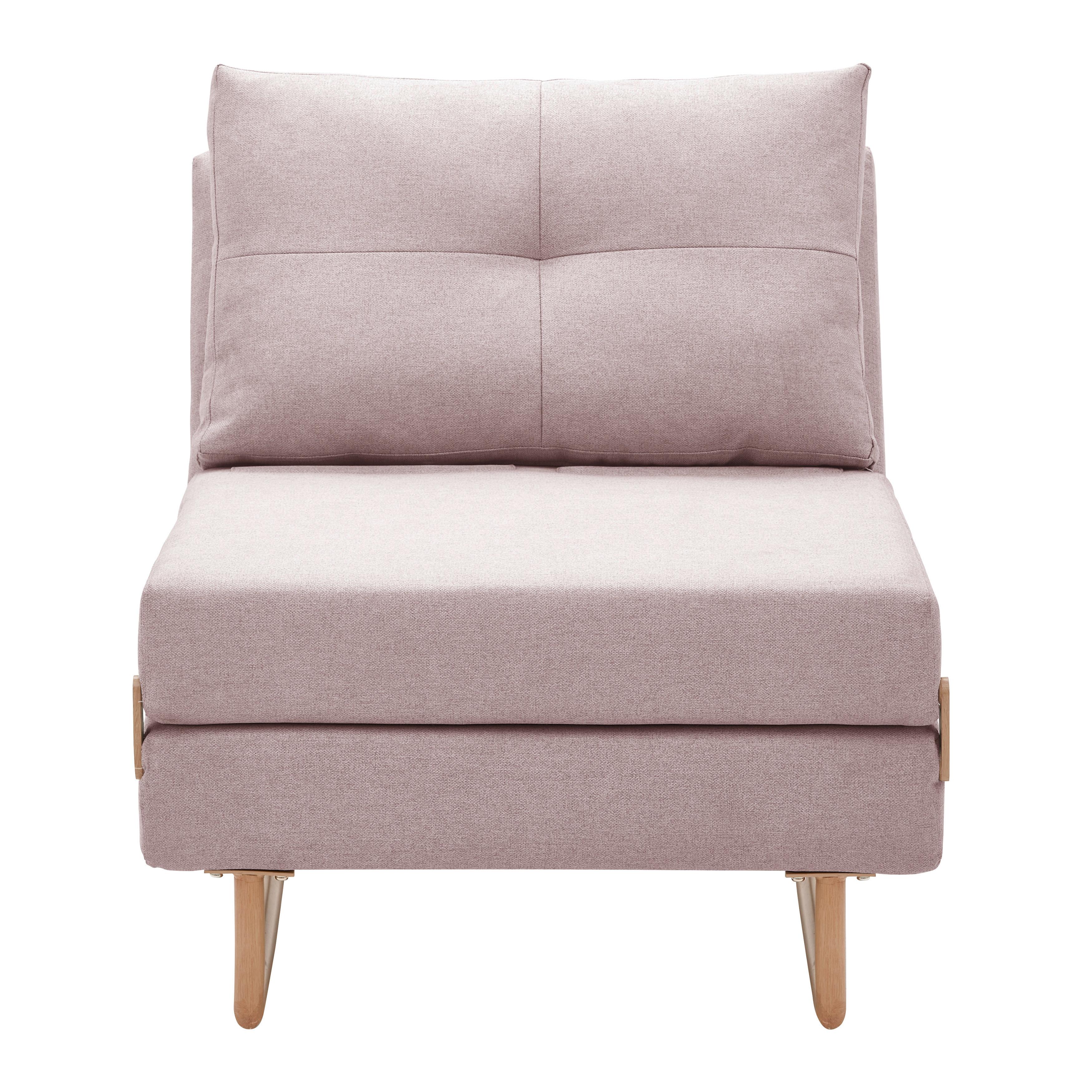 Schlafsessel Malic Rosa Webstoff - Eichefarben/Rosa, MODERN, Textil/Metall (80/84/90cm) - Bessagi Home