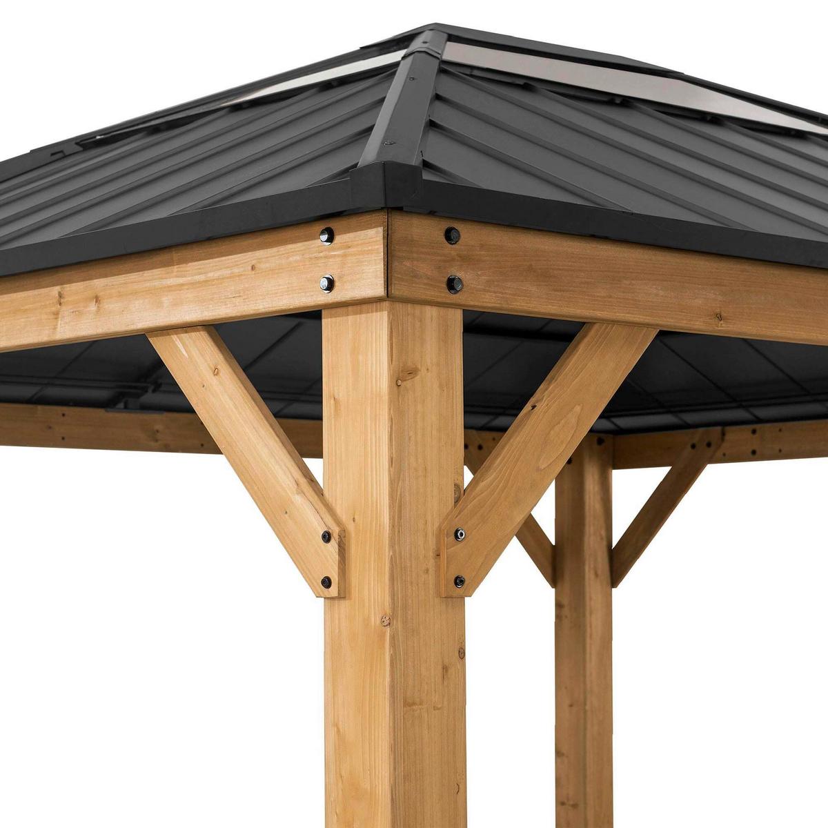 Pavillon Gazebo Bruri Anthrazit Echtholz - Anthrazit, Basics, Kunststoff/Metall (393,5/286,5/335,5cm) - Modante