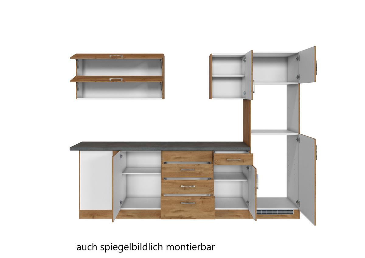 Eckküche Winkelblock ohne Geräte ca. 210x270 cm Eiche - Eichefarben/Anthrazit, MODERN, Holzwerkstoff/Metall (210/270cm) - Held