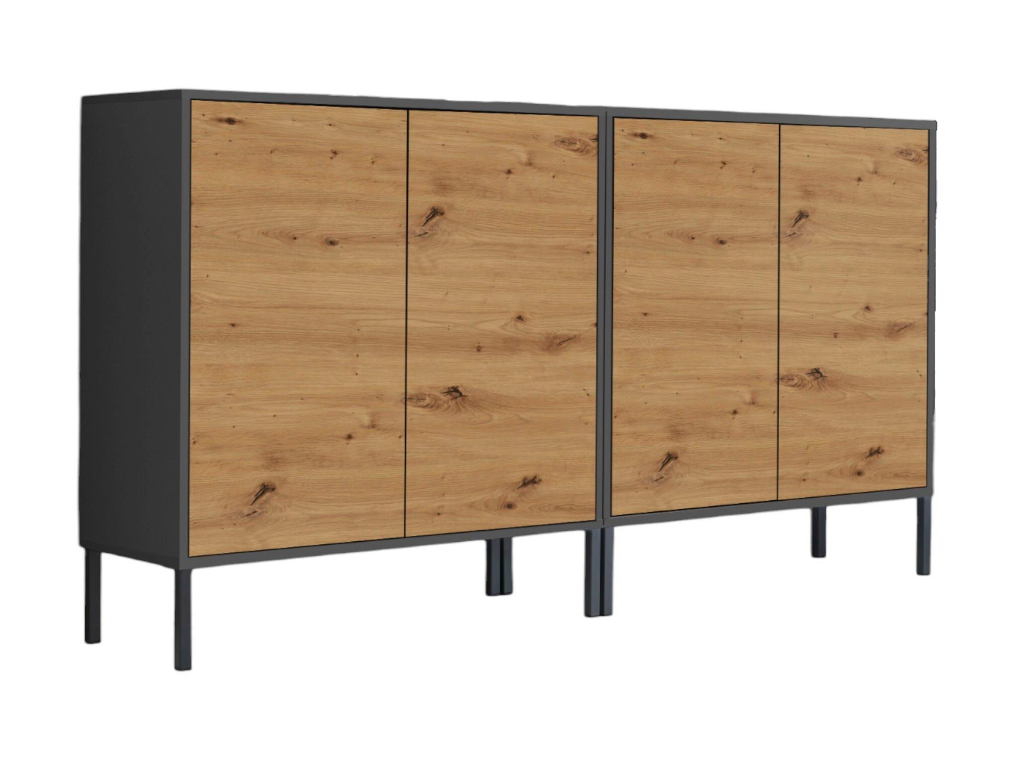 Sideboard Mailand Set 2 Anthrazit/Eiche - Anthrazit/Eiche Artisan, MODERN, Holzwerkstoff/Metall (158/86/33cm) - MID.YOU